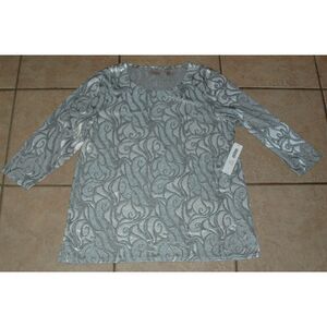 CHICO'S EASYWEAR Silver Swirls Sz 1 (or sz Medium) Casual or Dress Shirt NEW NWT